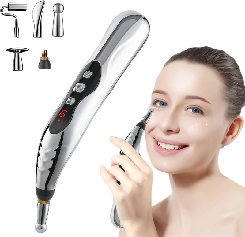Electric Acupuncture Pen Body Muscle Massager 5 In 1 EMS Acupressure Pen Microcurrent Gua Sha Back Scraper Neck Foot Relaxation