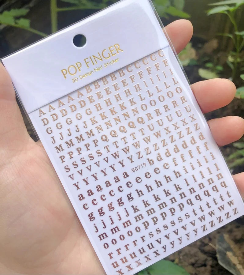 Newest Black Numbers English Letter Design 3d Self Adhesive Decal Slider DIY Decoration Manicure Tools Nail Sticker Accessories