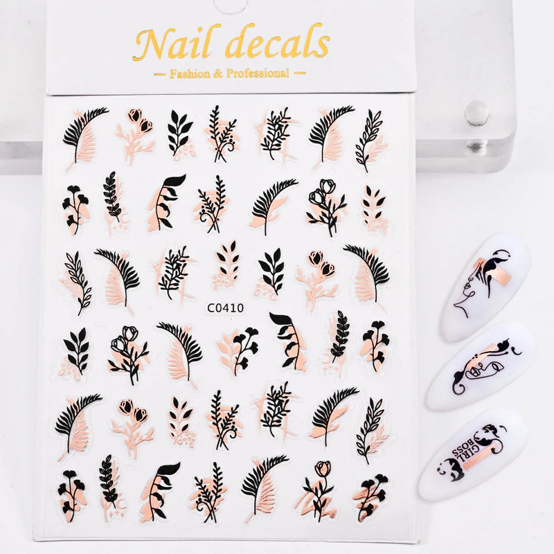 1 Pc Nail Strip Stickers Black/Gold/Rose Gold/Silver Metal Strip Tape Nail Art Adhesive DIY Foil Tips Nail Sticker Decals NK11