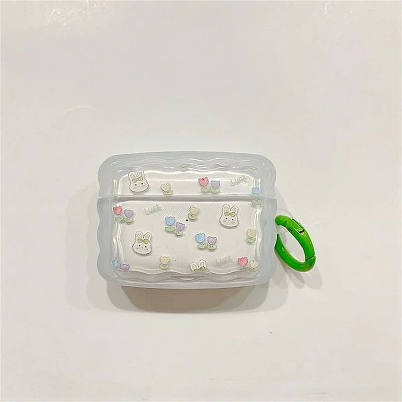 Cute Cartoon Wave Lovers Cover For Apple Airpods Pro 2nd Fashion Smile Heart Earphone Protector Cases for Airpods 1 2 3 Keyring