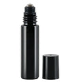 1X 10X 5ML 10ML Glass Black Roll On Bottle Essential Oil Natural Obsidian Ball Roller for Perfume Aromatherapy Refillable Bamboo