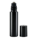 1X 10X 5ML 10ML Glass Black Roll On Bottle Essential Oil Natural Obsidian Ball Roller for Perfume Aromatherapy Refillable Bamboo