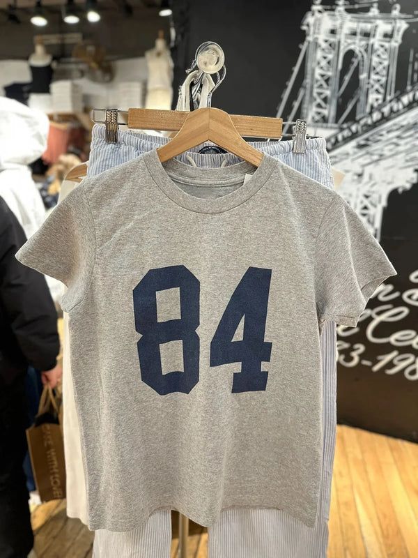 84 Print Gray Streetwear T-Shirt Woman Round Neck Short Sleeve Cotton Tee Shirts Summer American Vintage Casual Tshirt Y2k Tops