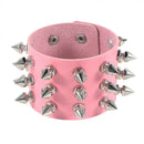 Vintage Leather Bracelet Three Row Cuspidal Spikes Rivet Stud Wide Cuff PU Leather Punk Gothic Rock Unisex Bracelet Men Jewelry