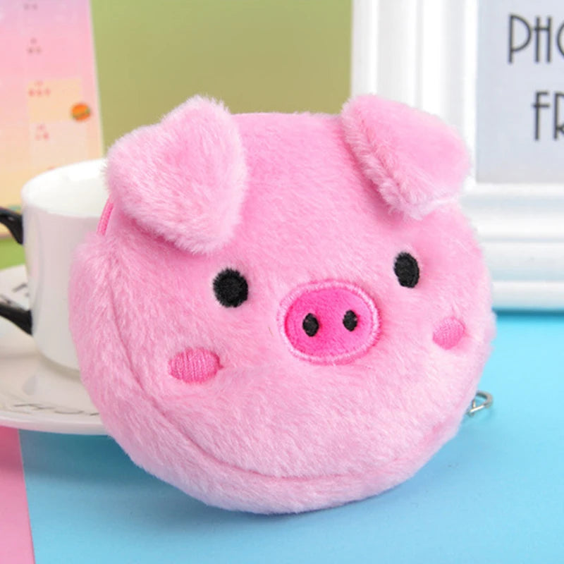 Cartoon Plush Animal Shape Mini Wallet Cute Pig Cat Sheep Wallets Creative Lovely Rabbit Plush Coin Purse Women Bag Accessories