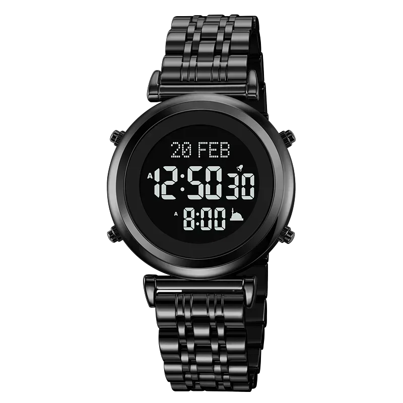 SKMEI 2139 Steel Muslim Azan Digital Watch Mens Back Light Waterproof  Wristwatch Prayer Qibla Compass Alarm Clock watch 1861