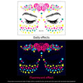 1Pc UV Neon Butterfly Flower Face Tattoo Stickers 14*15cm Waterproof Fluorescent Body Sticker for Club Party Makeup Face Sticker