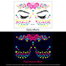 1Pc UV Neon Butterfly Flower Face Tattoo Stickers 14*15cm Waterproof Fluorescent Body Sticker for Club Party Makeup Face Sticker