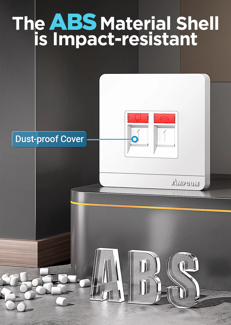 AMPCOM RJ11 RJ45 Faceplate Wall Socket Wallplate Face plate 1-Port 2-Port 4-Port Networking Telephone Socket Outlet Mount Panel