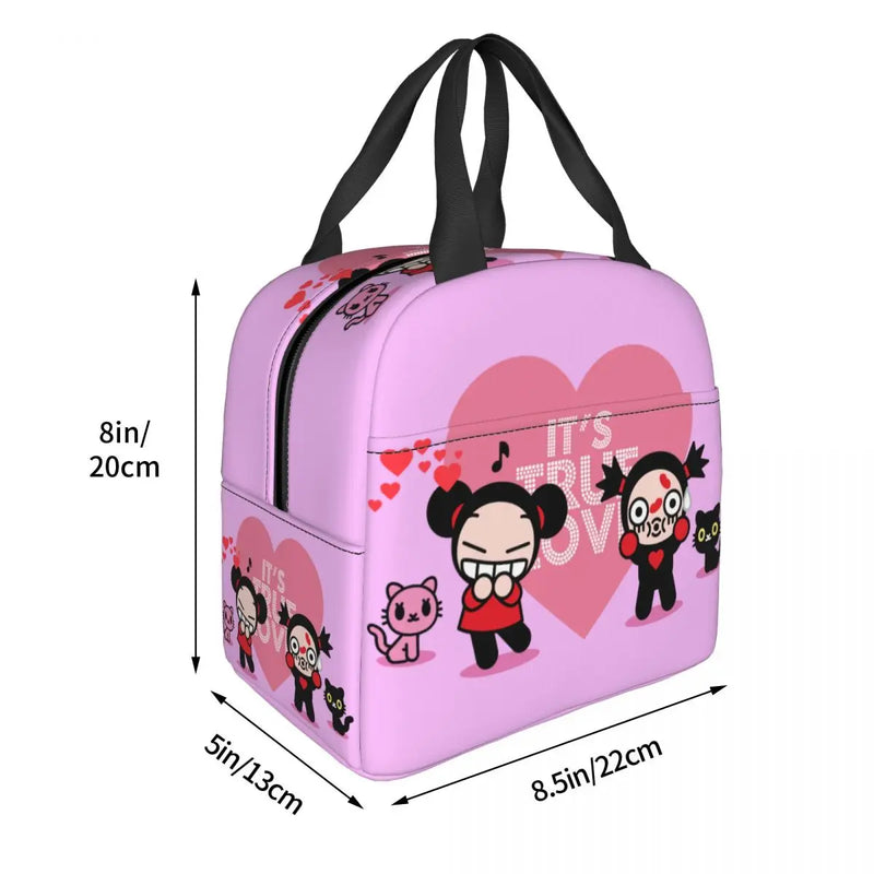 Cartoon Anime Pucca Lunch Bag Women Cooler Warm Thermal Insulated Lunch Box for Work School Office Picnic Food Tote Bags