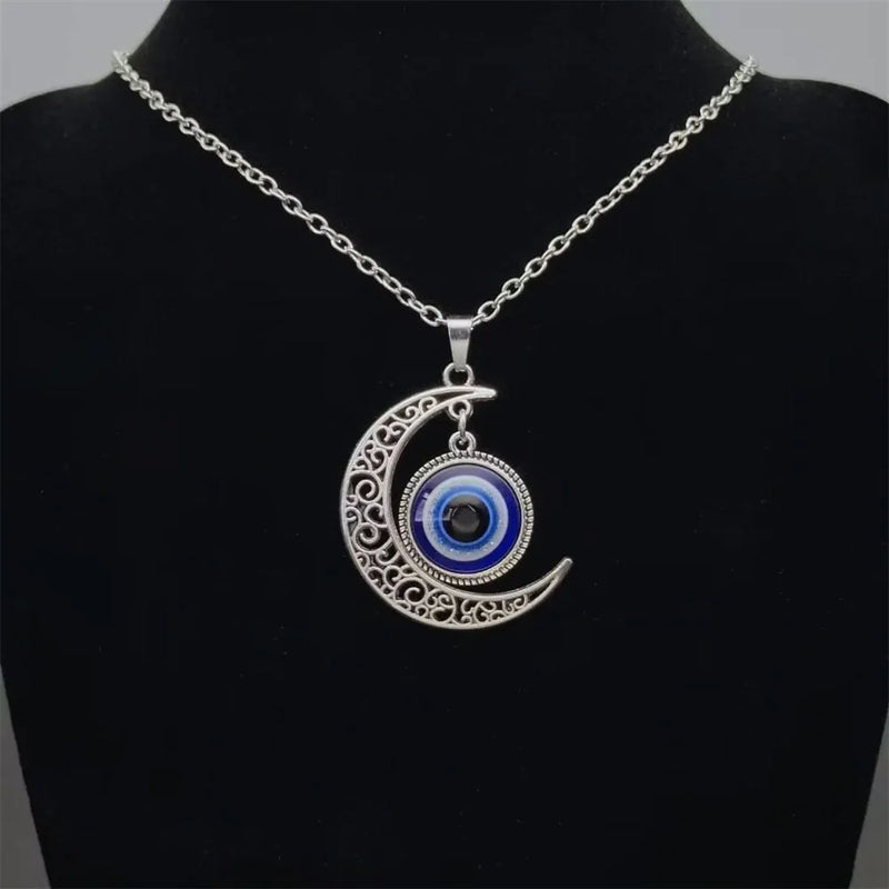 Vintage Türkiye Blue Eye Pendant Necklace Women's Earrings Blue Medusa Devil's Eye Party Lucky Earrings Fashion Jewelry Set Gift