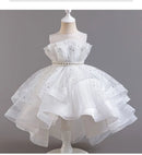 Lace Mesh Sleeveless Party Dress for Kids Girl Fashion Solid Color Girls Party Dresses Summer Evening Dresses 3-12 Years