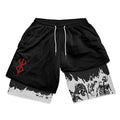Berserk Anime Gym Shorts Men Fitness Sacrifice Print Y2K Performance Shorts 2 in 1 Quick Dry Athletics Short Pants Summer Male