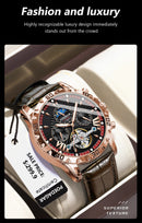 POEDAGAR Tourbillon Automatic Mechanical Wristwatch Waterproof Luminous Date Week Leather Men Watch Luxury Fashion Men's Watches