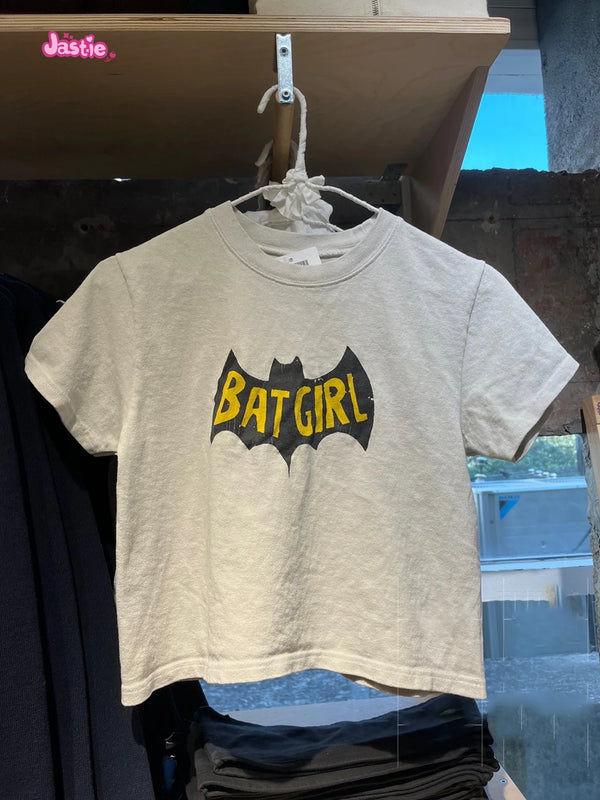 Retro Classic Bat Graphic T-shirt Women Summer Casual Round Short Sleeve Slim Tee Shirt Female Vintage Chic Cotton Crop Top Y2k