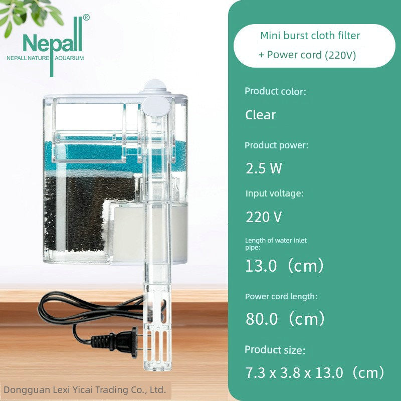 Nepall Fish Tank Filter Small Circulating Pump Three-in-One Water Purification Waterfall Aerating Mute Plug-in Filter