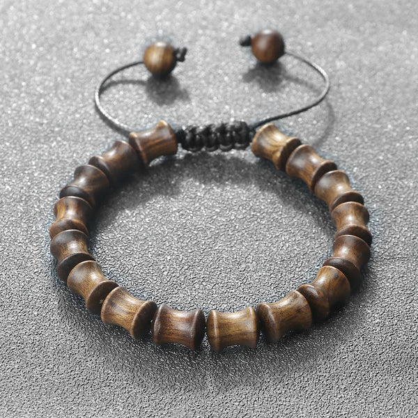 Vintage Wooden Beads Bracelets Zen Buddhist Bamboo Joint Sandalwood Bangles Healing Meditation Bracelet Jewelry Gift for Friends