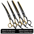 Fenice Pet Professional Dog Grooming Scissors Cutting Curved Thinning Shear Set Japan 440C Scissor Kit for Animal Beauticians