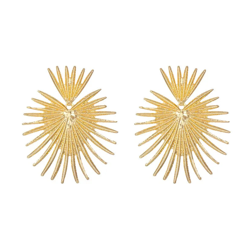 Retro Personality Exaggerated Fan-shaped Tassel Geometric Women's Earrings Heart-shaped Temperament Gift Jewelry