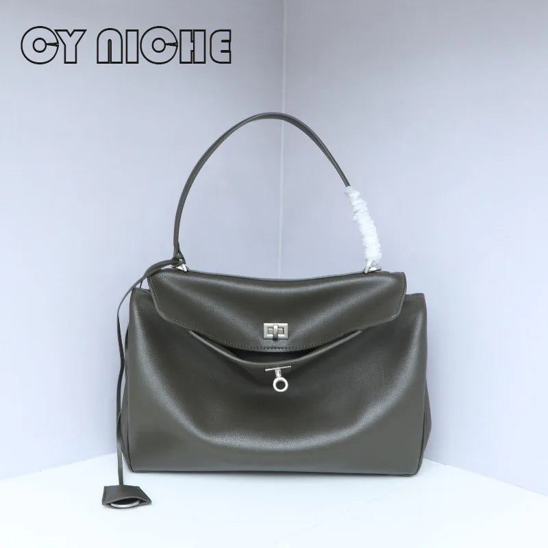 CY NICHE2024Genuine Leather Women's Tote Bag Lazy Bag Rodeo Briefcase Handbag Underarm Bag Large Capacity Crossbody Shoulder Bag