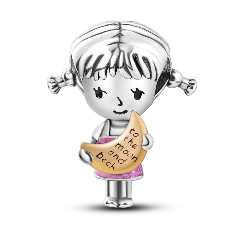 925 Sterling Silver Boy Girl and Heart Shape Pendant Charm Couple Lovers Bead Fit Pandora Original Bracelet DIY Jewelry Making