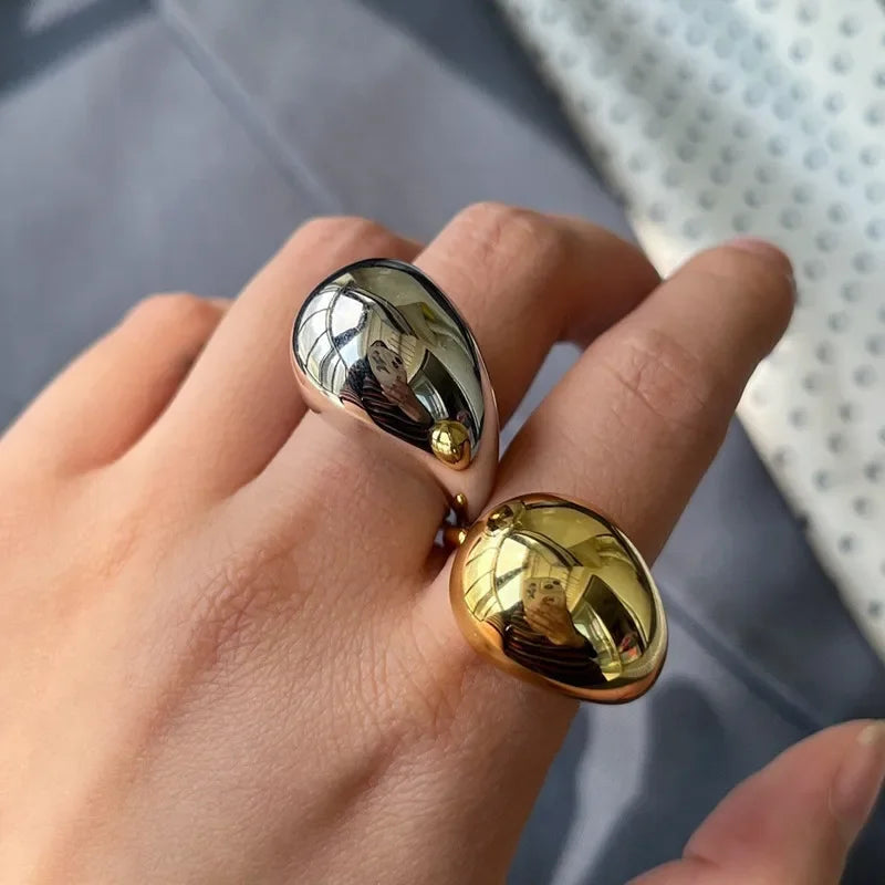 LATS New Fashion Designer Gold Silver Colour Water Drop Ring Woman Europe America Luxury Jewelry 2024 Trendy Accessories Gift