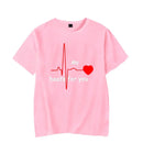 Summer Couple Heart Beats for You Print T Shirt Causal Women Man Tee Shirt Couples T Shirts O Neck Tops Harajuku Lovers Clothing