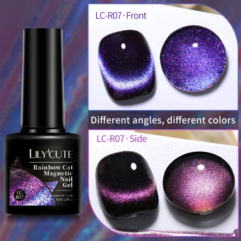 LILYCUTE 7ML 9D Cat Magnetic Gel Polish Set Semi Permanent Soak Off UV LED Glitter Nails Magnet Stick Black Gel Needed