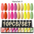 Mtssii 10PCS Reflective Gel Nail Polish Set Fluorescent Glitter Semi Permanent Hybrid Gel Varnish Soak Off UV Lamp For Manicure