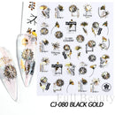 Shiny Maple Geometry Autumn Nail Art Stickers Laser Sector Fall Leaves Decals Cute Squirrel Slider Manicure Decorations CHCJ-076