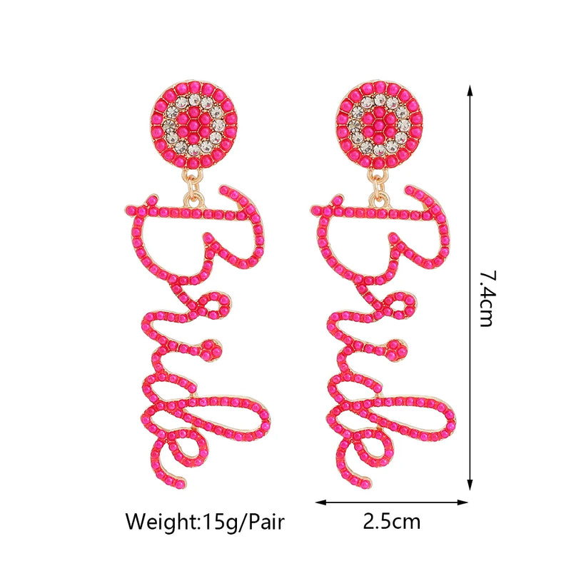 Pendientes largos con diseño de letras, nuevos y románticos, de moda, para mujer, de lujo, para novias, bodas y fiestas.