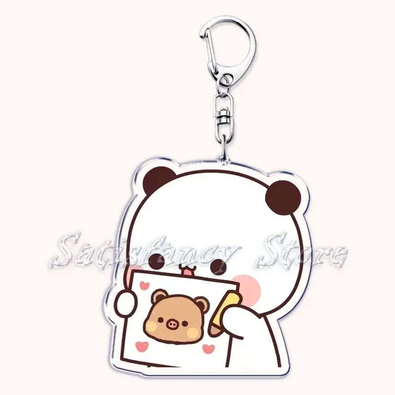 Llavero con diseño de Bubu Dudu, pareja de enamorados, oso panda, accesorios para bolso, colgante, joyería, regalos para amantes.