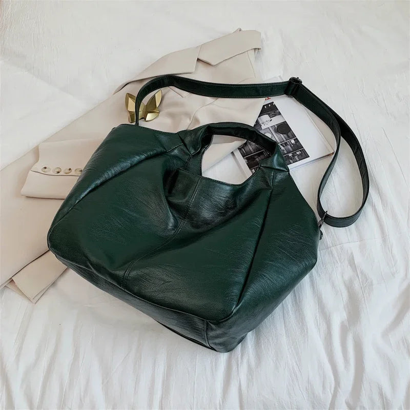 Green Unique Shoulder Bags Women's Big Design Shopper Tote Bags Large Capacity Hobos Bag Lady Soft Leather Messenger Handbag Sac