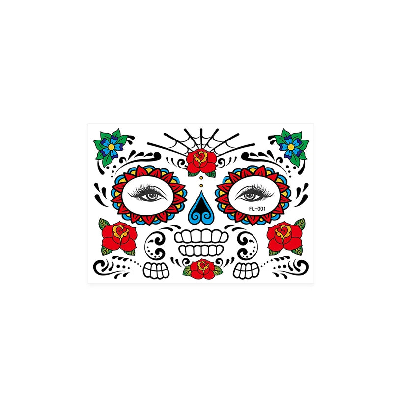 Face Festival Tattoo Costume Party Stickers Halloween Waterproof Temporary Tattoo Stickers Makeup Body Dress Up Decoration