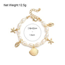 Greatera Trendy Shell Starfish Coin Imitation Pearl Chain Bracelets for Women Gold Color Metal Charms Bracelet Statement Jewelry