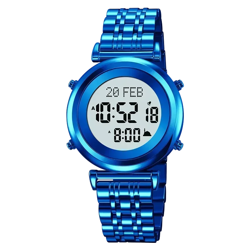 SKMEI 2139 Steel Muslim Azan Digital Watch Mens Back Light Waterproof  Wristwatch Prayer Qibla Compass Alarm Clock watch 1861