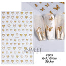 3D Snake Laser Stickers for Manicure Black Gold Abstract Leaves Luxury Nail Art Adhesive Slider Polish Decor Decals SASW-SJ