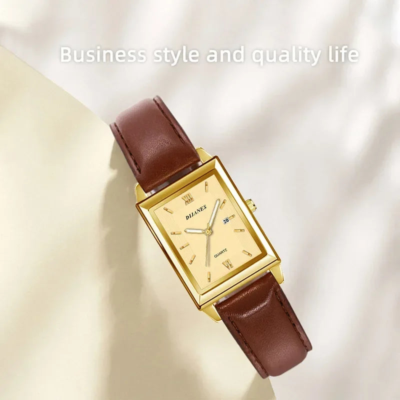 Brand Luxury Watches for Men Fashion Quartz Wristwatch Square Gold Man Business Clock Mens Calendar Watches Relogio Masculino