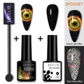LILYCUTE 7ML 9D Cat Magnetic Gel Polish Set Semi Permanent Soak Off UV LED Glitter Nails Magnet Stick Black Gel Needed