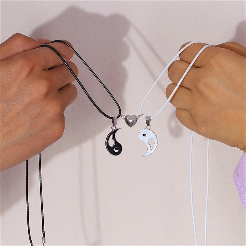 Magnetic Attract Star Pendant Snake Chain Necklace For Women Men Valentine's Day Taichi Heart Butterfly Choker Best Friend Gifts