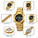 SKMEI 2139 Steel Muslim Azan Digital Watch Mens Back Light Waterproof  Wristwatch Prayer Qibla Compass Alarm Clock watch 1861