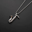 Stainless Steel Saxophone Musical Instrument Pendant Necklace For Men Fashion Personality Punk Hip Hop Rock Jewelry