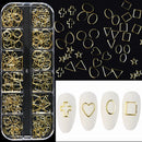 1000Pcs Gold Star Moon Glitter Nail Charms Metal Tips Slice Rivet DIY 3D FlatBack Nail Art Decorations Nails Jewelry Accessories