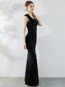 Sexy black maxi summer sequin dress women elegant luxury birthday prom wedding party dress ladies long evening dresses vestidos