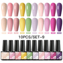 Mtssii 10PCS Reflective Gel Nail Polish Set Fluorescent Glitter Semi Permanent Hybrid Gel Varnish Soak Off UV Lamp For Manicure