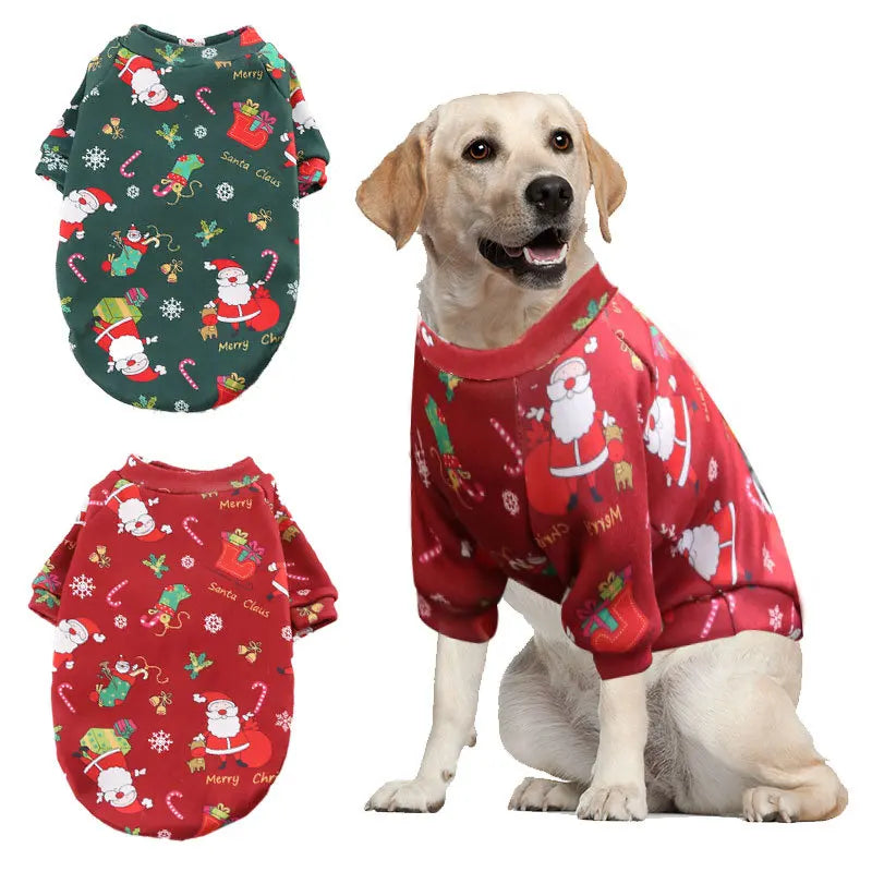 Fleece-Lined Christmas Printed Sweater, Medium and Large Dog, Cat Clothes, Spring, Clothes for dogs