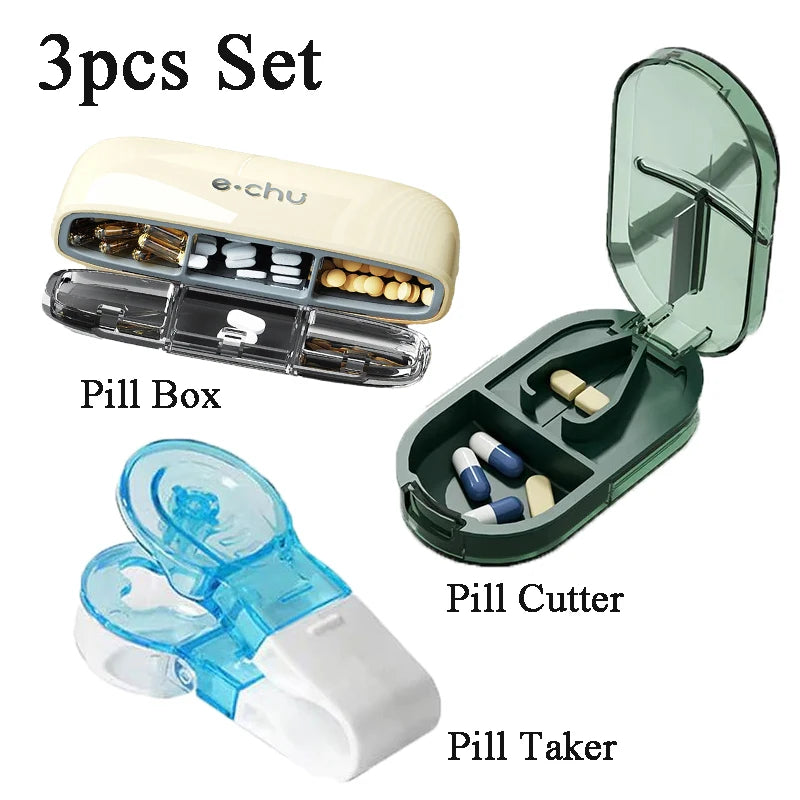 Portable Pill Organizer 3 Times A Day Pill Box Compartments Travel Pill Holder for Vitamins Medicines Small Pocket Medicine Case