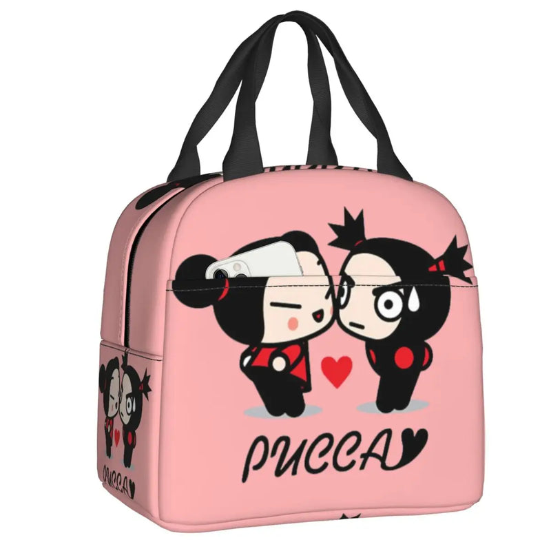 Cartoon Anime Pucca Lunch Bag Women Cooler Warm Thermal Insulated Lunch Box for Work School Office Picnic Food Tote Bags