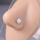 20G L Shaped Nose Studs CZ Cute Snowflake Shape Design Gold Silver Color Nose Piercing for Women Girl Nostril Jewelry