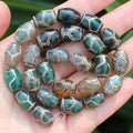 8pcs ,10x14mm Natural Green Agate Ancient Tibet Dzi beads, Many patterns, For DIY Jewelry making !